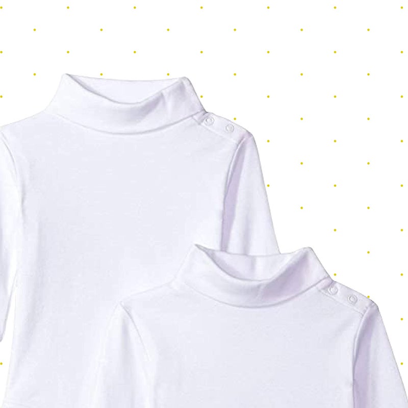 Spasilk Baby Boysâ€™ Newborn Long Sleeve Turtleneck Bodysuits, 2 pack, 6-24 Months- White Bodysuits - Image 3